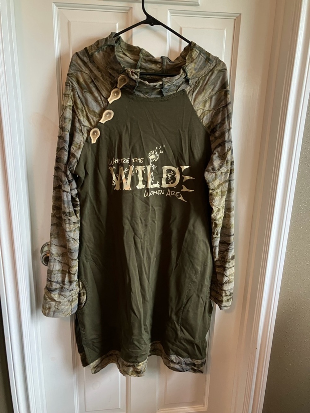 Mountain Mama Original Olive Green 'Where the Wild Women Are' Tunic Hoodie